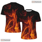 Orange Fire American Flag Eagle 3D Graphic Printed Casual Unisex T-Shirt Tops Styles