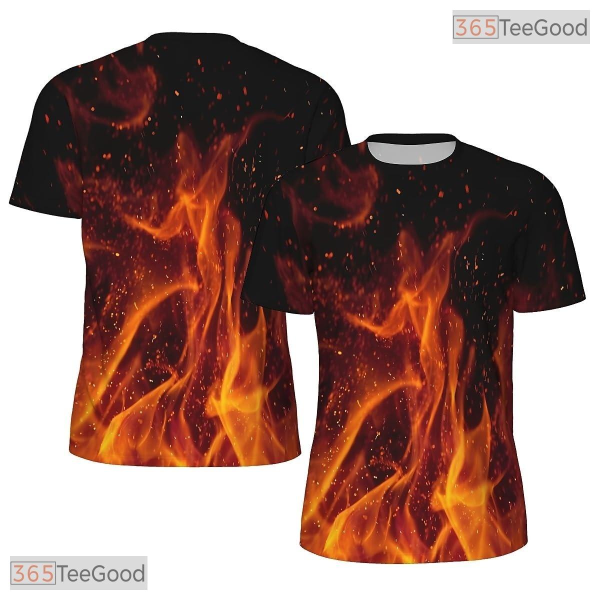 Orange Fire American Flag Eagle 3D Graphic Printed Casual Unisex T-Shirt Tops Styles