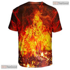 Intense Orange Fire Flame Graphic Design 3D Printed Casual Unisex T-Shirt Top