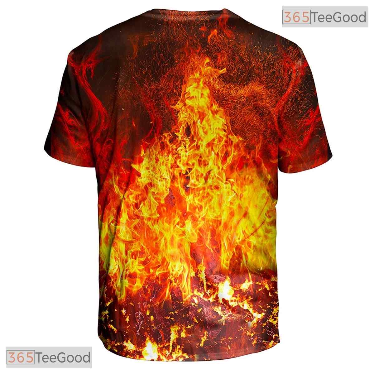 Intense Orange Fire Flame Graphic Design 3D Printed Casual Unisex T-Shirt Top