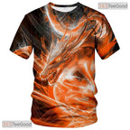 Orange Mythical Dragon Funny Graphic Novelty 3D Printed Casual Unisex Tee Shirt