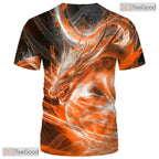 Orange Mythical Dragon Funny Graphic Novelty 3D Printed Casual Unisex Tee Shirt