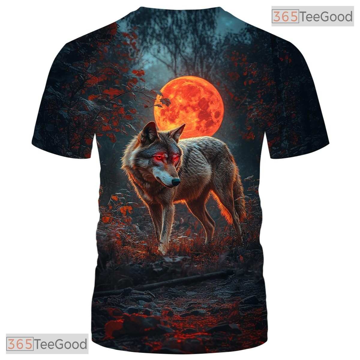 Orange Wild Wolf Funny Graphic Novelty 3D Printed Casual Unisex T-Shirt Tops Style