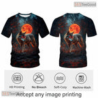 Orange Wild Wolf Funny Graphic Novelty 3D Printed Casual Unisex T-Shirt Tops Style