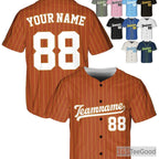 Orange Gold Baseball Jersey Tee - Custom Name, Number & Logo Personalization