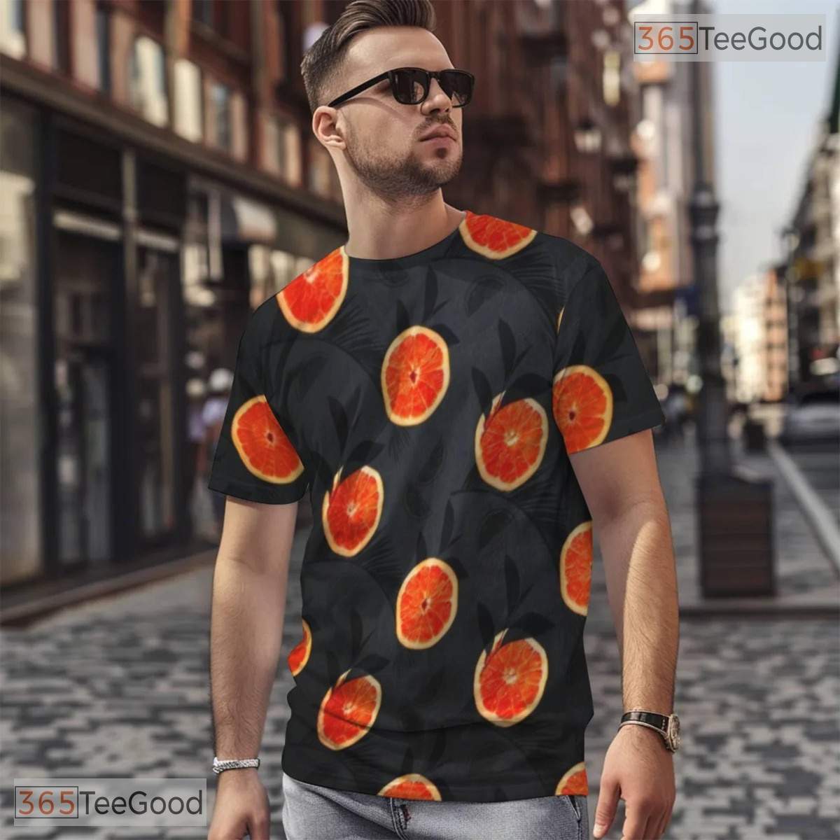 Fresh Citrus Orange Slices Fruit Pattern 3D Printed Casual Unisex Tee Shirts