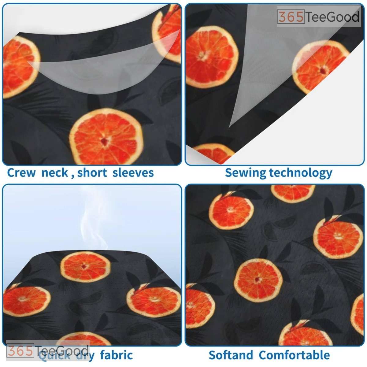 Fresh Citrus Orange Slices Fruit Pattern 3D Printed Casual Unisex Tee Shirts