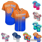 Orange & Blue Custom Baseball Jersey Shirt Personalized Button Down Unisex Uniform