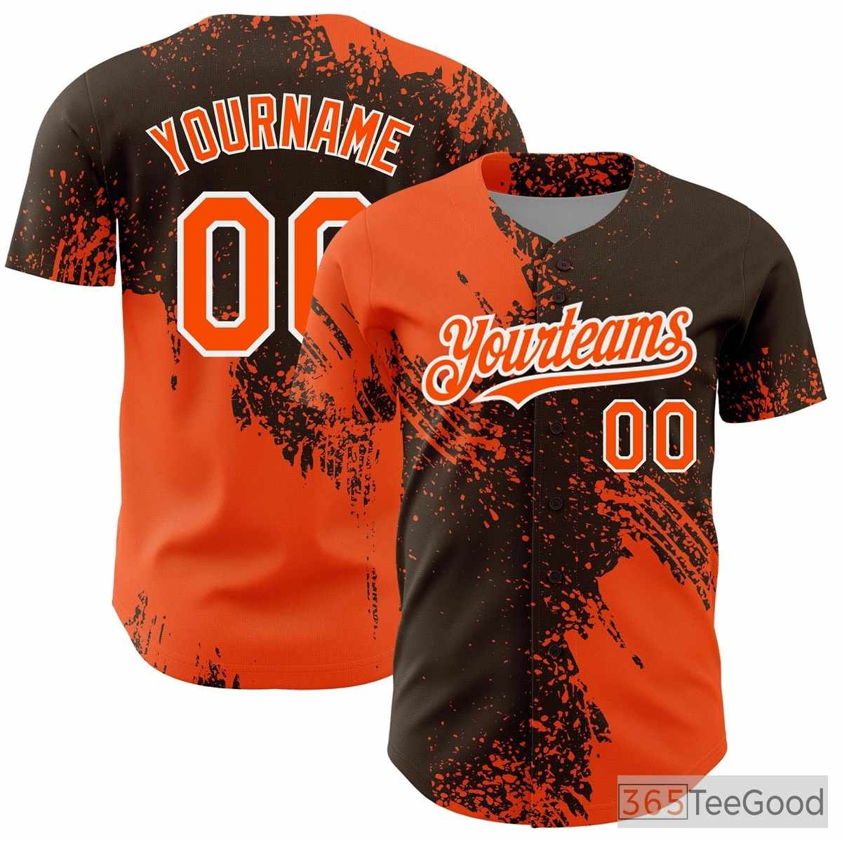 Orange & Brown Custom Baseball Jersey Tee - Personalize with Your Stitched Design