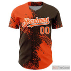 Orange & Brown Custom Baseball Jersey Tee - Personalize with Your Stitched Design