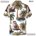 Otter Palm Tree Tropical Hawaiian Tee Unisex Style for Summer Beach Days