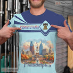 Pennsylvania Blue State Novelty Graphic 3D Printed Casual Unisex Tee Shirt Tops