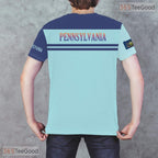 Pennsylvania Blue State Novelty Graphic 3D Printed Casual Unisex Tee Shirt Tops