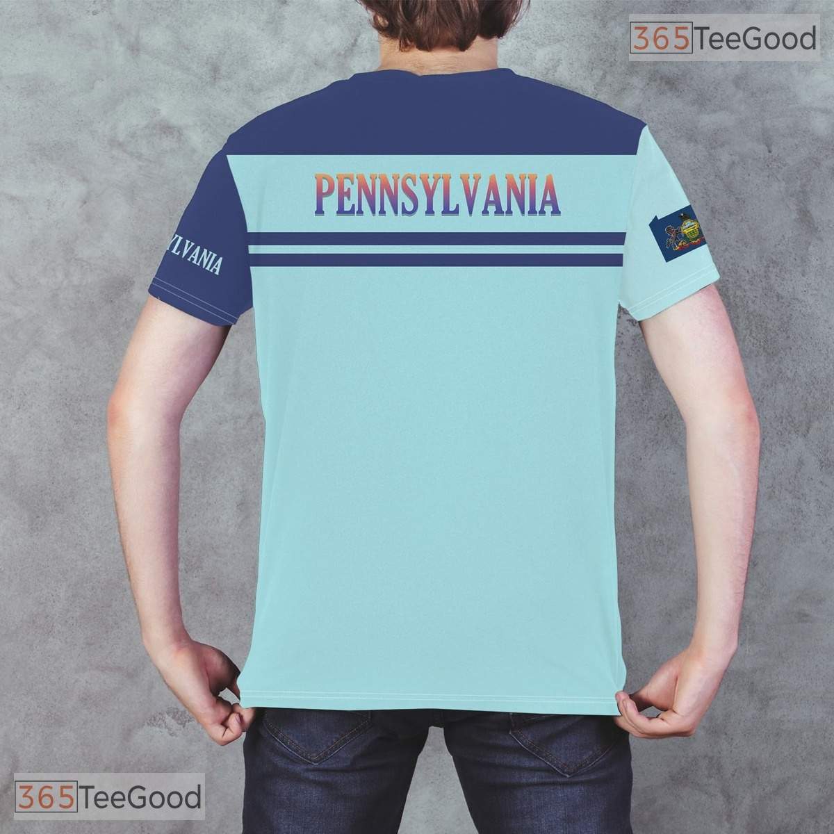 Pennsylvania Blue State Novelty Graphic 3D Printed Casual Unisex Tee Shirt Tops