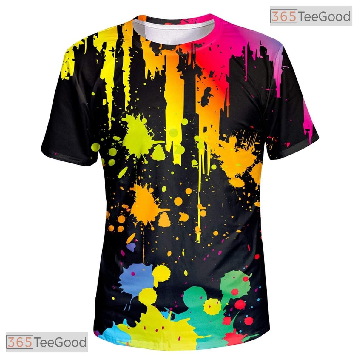Dark Black Paint Line Abstract Graphic 3D Printed Casual Unisex Tee Shirt Top