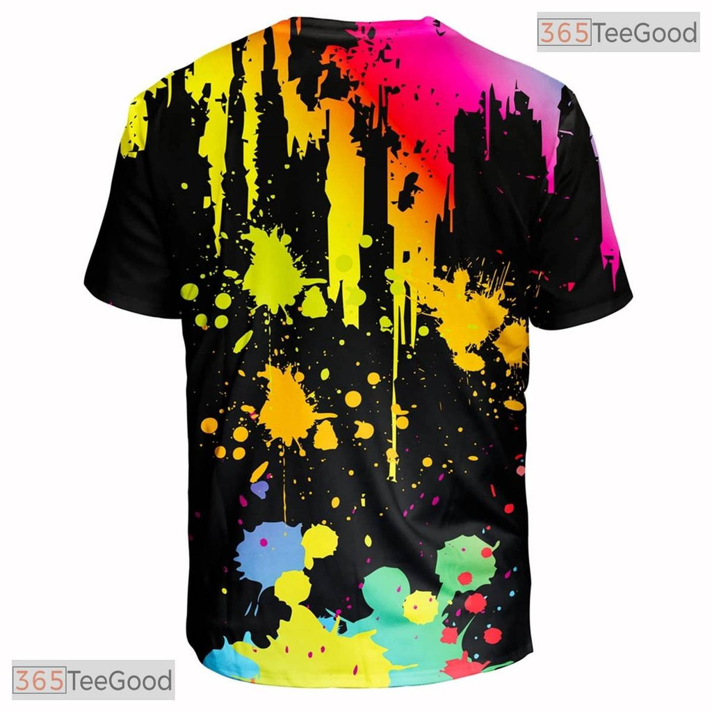 Dark Black Paint Line Abstract Graphic 3D Printed Casual Unisex Tee Shirt Top