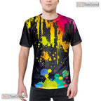 Dark Black Paint Line Abstract Graphic 3D Printed Casual Unisex Tee Shirt Top
