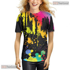 Dark Black Paint Line Abstract Graphic 3D Printed Casual Unisex Tee Shirt Top