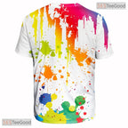 Crisp White Paint Line Abstract Graphic 3D Printed Casual Unisex T-Shirt Tops