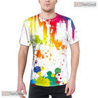 Crisp White Paint Line Abstract Graphic 3D Printed Casual Unisex T-Shirt Tops
