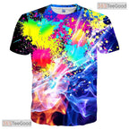 Abstract Paint Splash And Smoke 3D Printed Casual Unisex Short Sleeve Tee Shirt