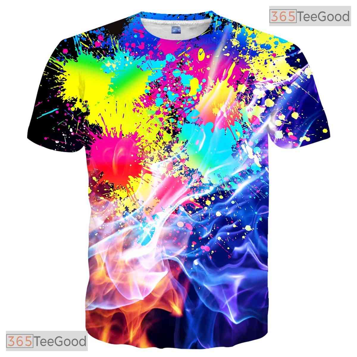 Abstract Paint Splash And Smoke 3D Printed Casual Unisex Short Sleeve Tee Shirt