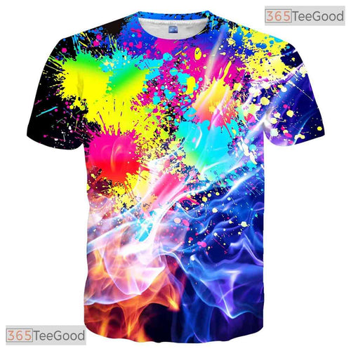 Abstract Paint Splash And Smoke 3D Printed Casual Unisex Short Sleeve Tee Shirt