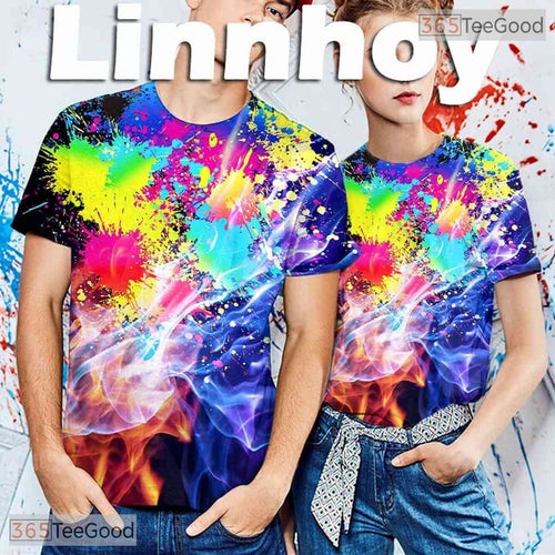 Abstract Paint Splash And Smoke 3D Printed Casual Unisex Short Sleeve Tee Shirt