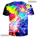 Abstract Paint Splash And Smoke 3D Printed Casual Unisex Short Sleeve Tee Shirt