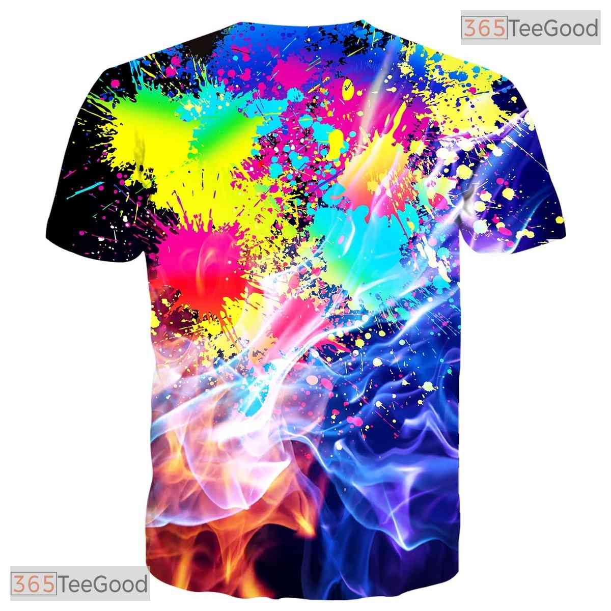 Abstract Paint Splash And Smoke 3D Printed Casual Unisex Short Sleeve Tee Shirt
