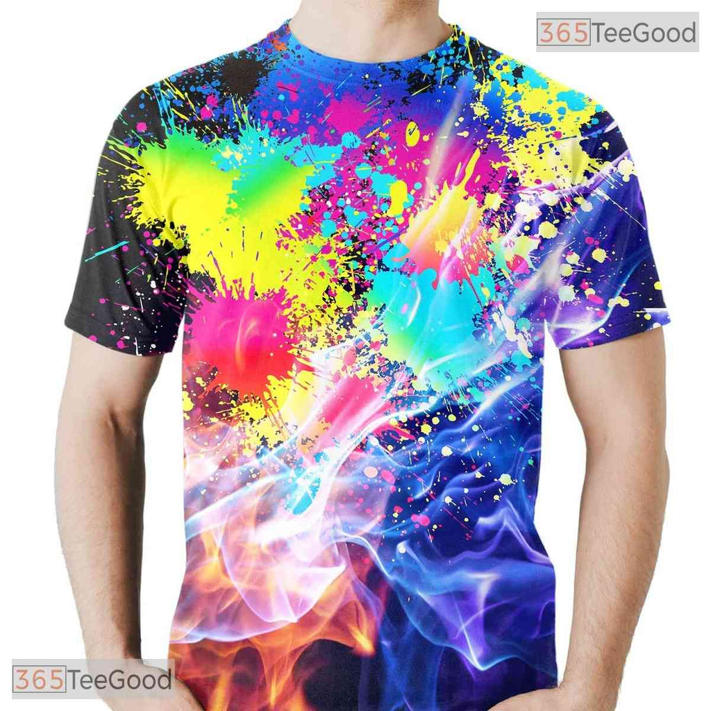 Abstract Paint Splash And Smoke 3D Printed Casual Unisex Short Sleeve Tee Shirt