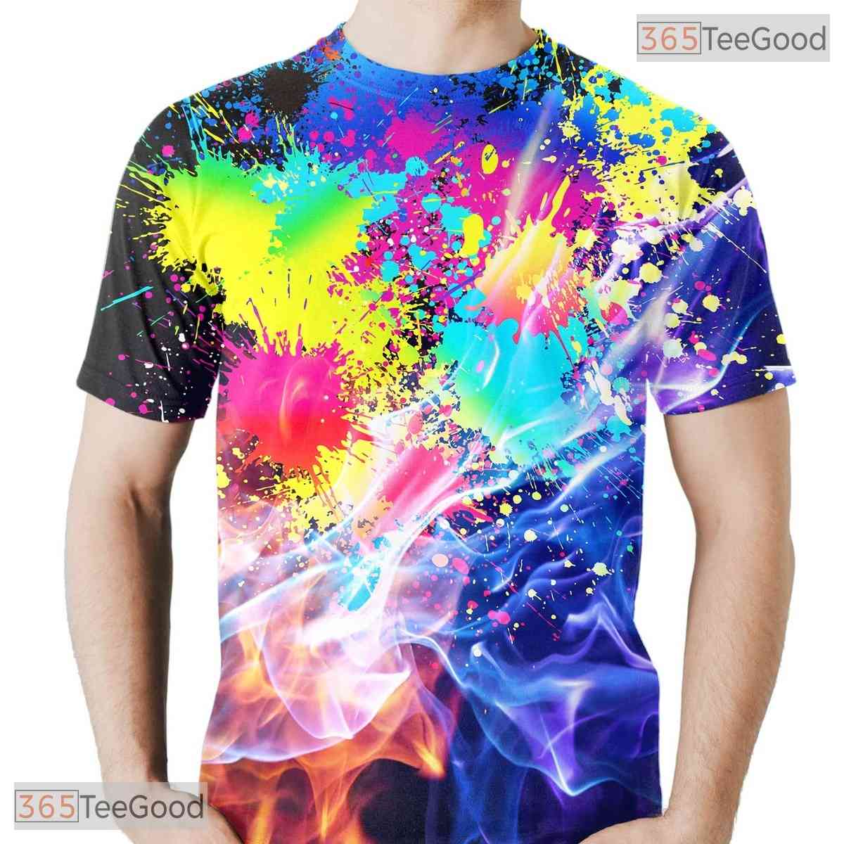 Abstract Paint Splash And Smoke 3D Printed Casual Unisex Short Sleeve Tee Shirt