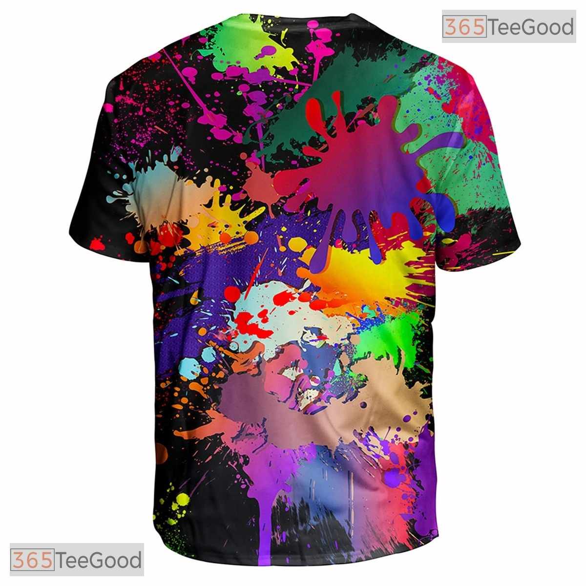 Dark Black Paint Splatter Artistic Graphic 3D Printed Casual Unisex Tee Styles