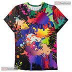 Edgy Black Paint Splatter Abstract Graphic 3D Printed Casual Unisex Tee Styles