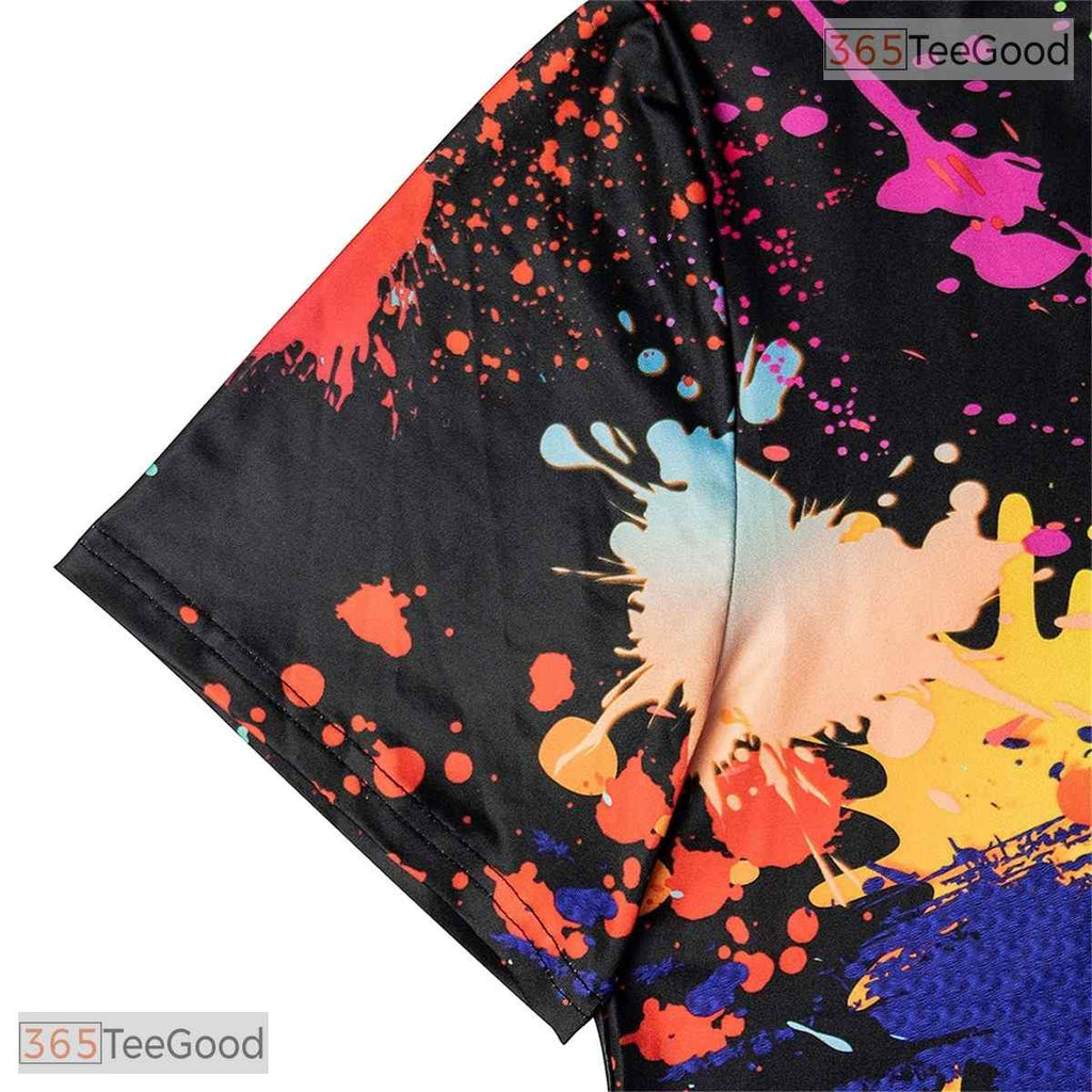 Dark Black Paint Splatter Artistic Graphic 3D Printed Casual Unisex Tee Styles