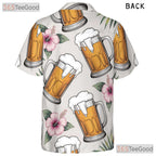 Palm Tree Beer Graphic Hawaiian Shirt- Unisex Tropical Aloha Party Beach Tee