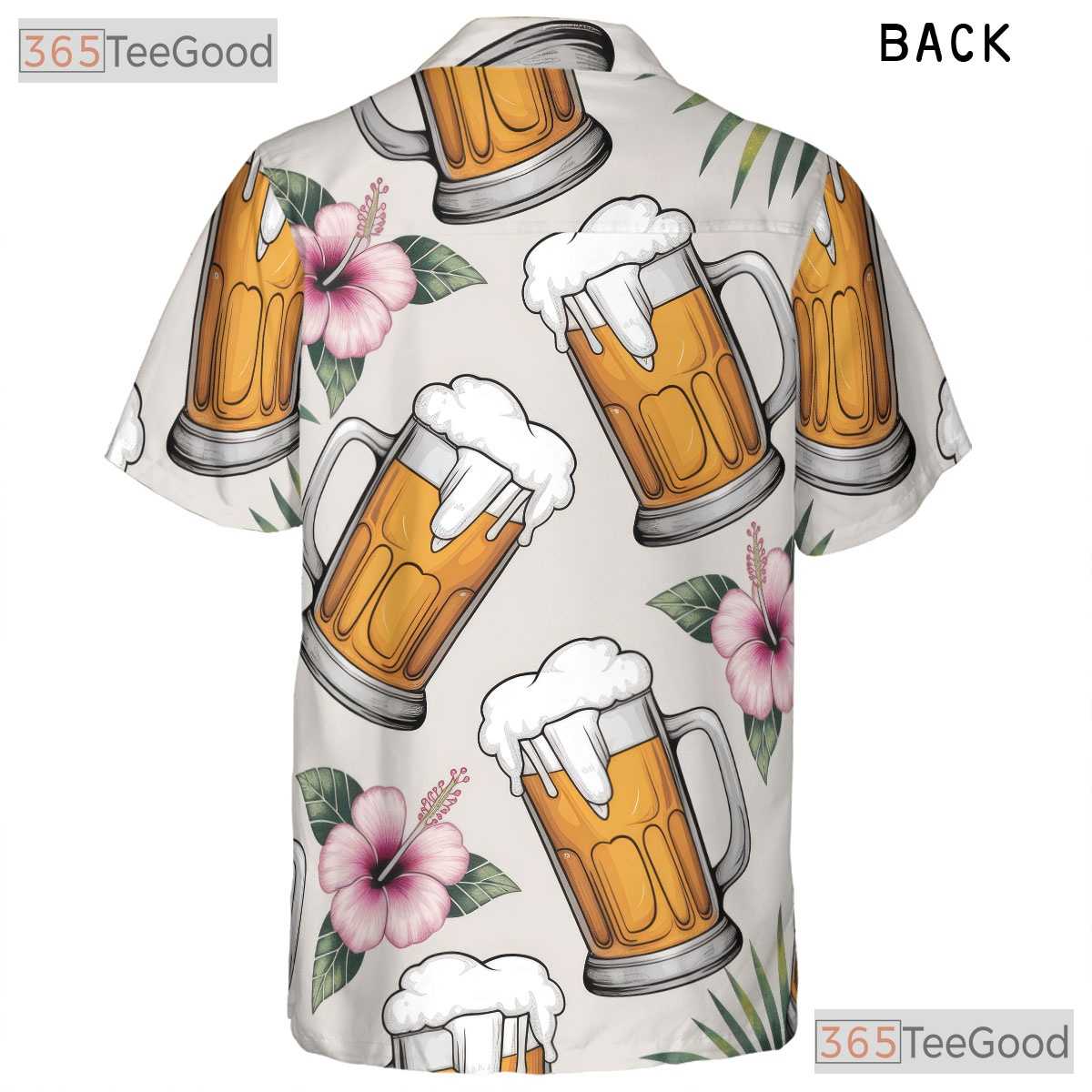 Palm Tree Beer Graphic Hawaiian Shirt- Unisex Tropical Aloha Party Beach Tee