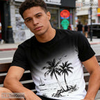 Summer Sunset Palm Tree Beach Graphic Art 3D Printed Casual Unisex T-Shirt Top
