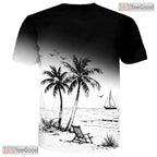 Summer Sunset Palm Tree Beach Graphic Art 3D Printed Casual Unisex T-Shirt Top