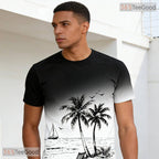Summer Sunset Palm Tree Beach Graphic Art 3D Printed Casual Unisex T-Shirt Top