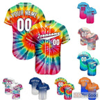Pastel Tie-Dye Custom Baseball Jersey Button Down Personalized Unisex Sports Tee