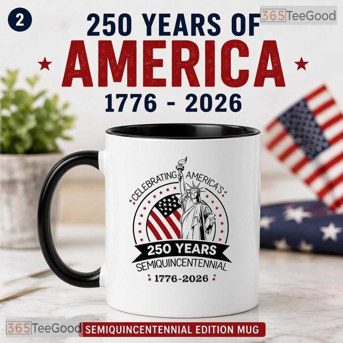 Patriotic 250 Years Heritage Classic American Drinkware Colorful Ceramic Accent Mug