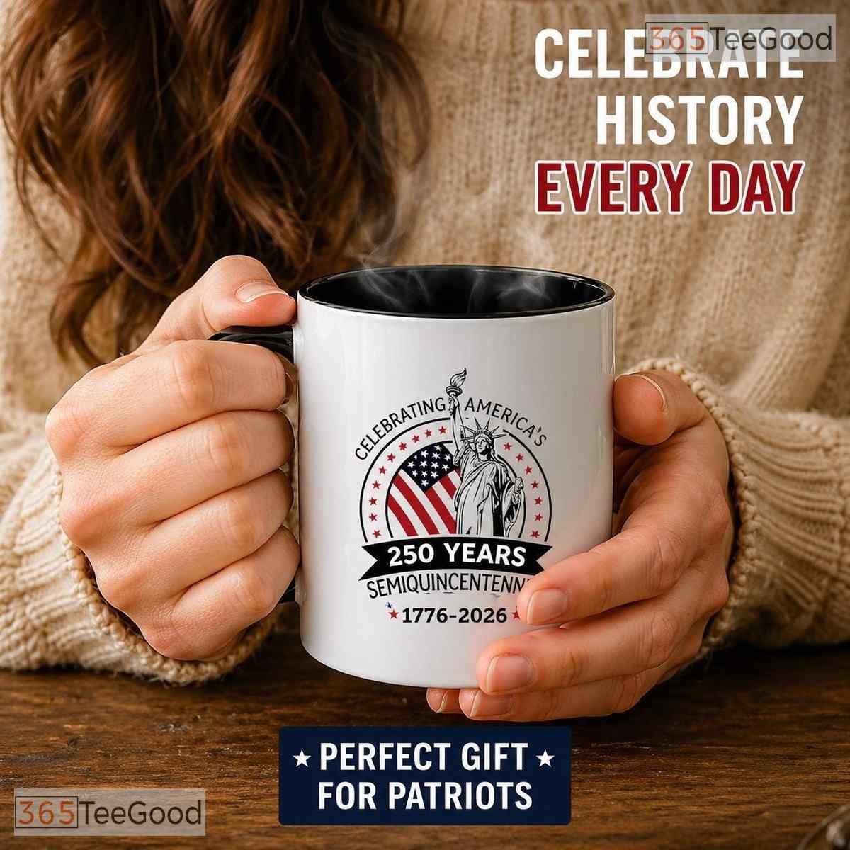 Patriotic 250 Years Heritage Classic American Drinkware Colorful Ceramic Accent Mug