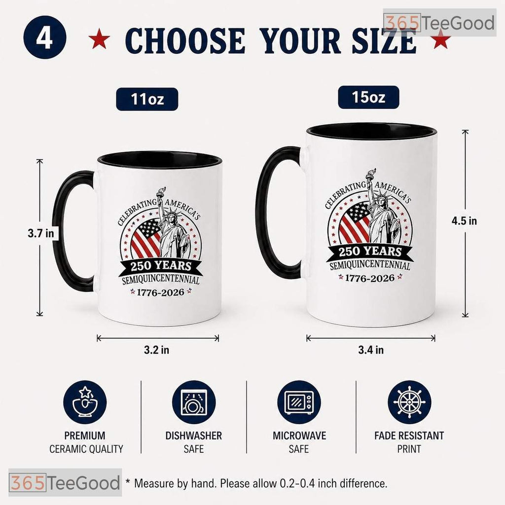 Patriotic 250 Years Heritage Classic American Drinkware Colorful Ceramic Accent Mug