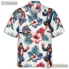 Patriotic Bigfoot Drinking Beer USA Flag Hawaiian Tee Unisex Summer Party Outfit