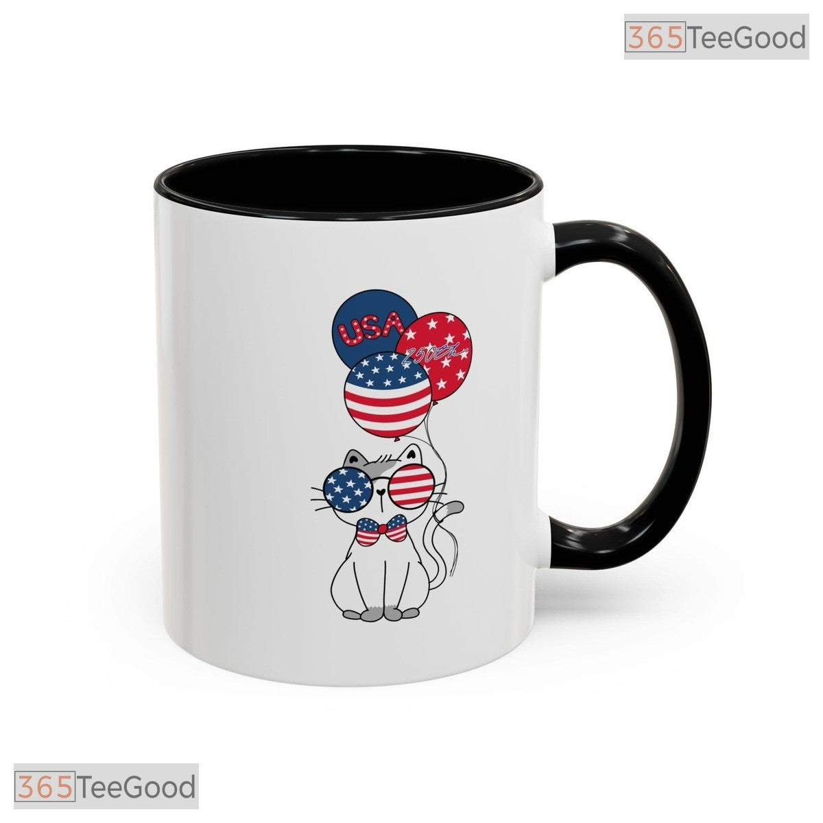 Patriotic Cat American Feline Lover Independence Day Gift Two Tone Ceramic Accent Mug
