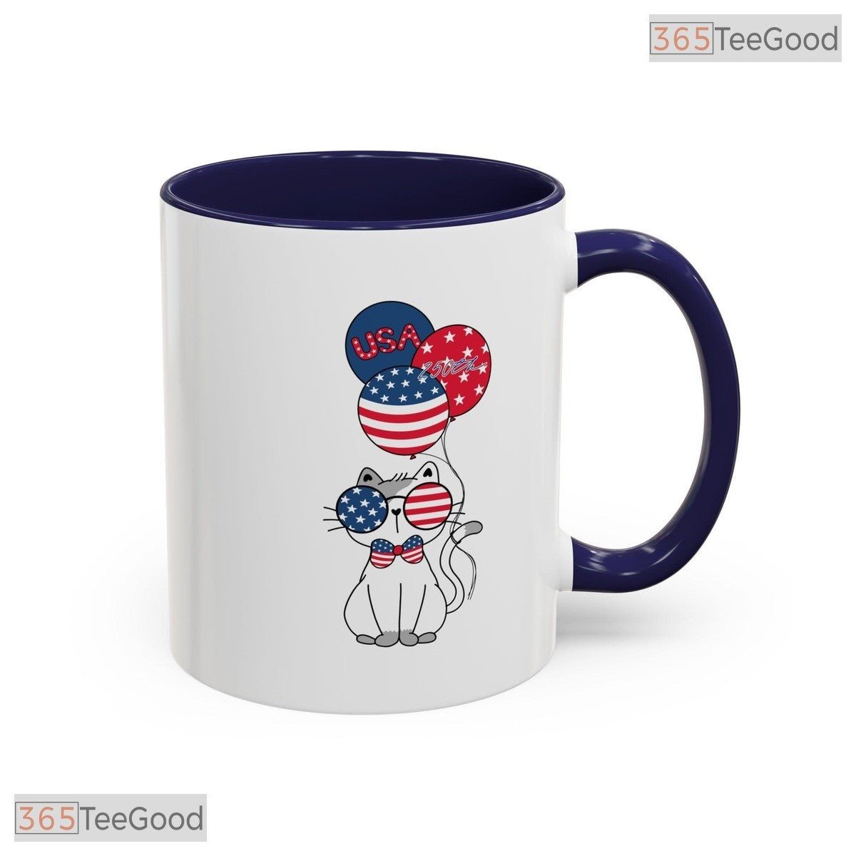 Patriotic Cat American Feline Lover Independence Day Gift Two Tone Ceramic Accent Mug