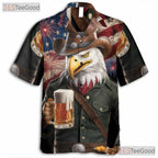 Patriotic Cowboy Flag Fireworks USA Eagle Hawaiian Shirt Unisex Summer Top