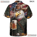 Patriotic Cowboy Flag Fireworks USA Eagle Hawaiian Shirt Unisex Summer Top