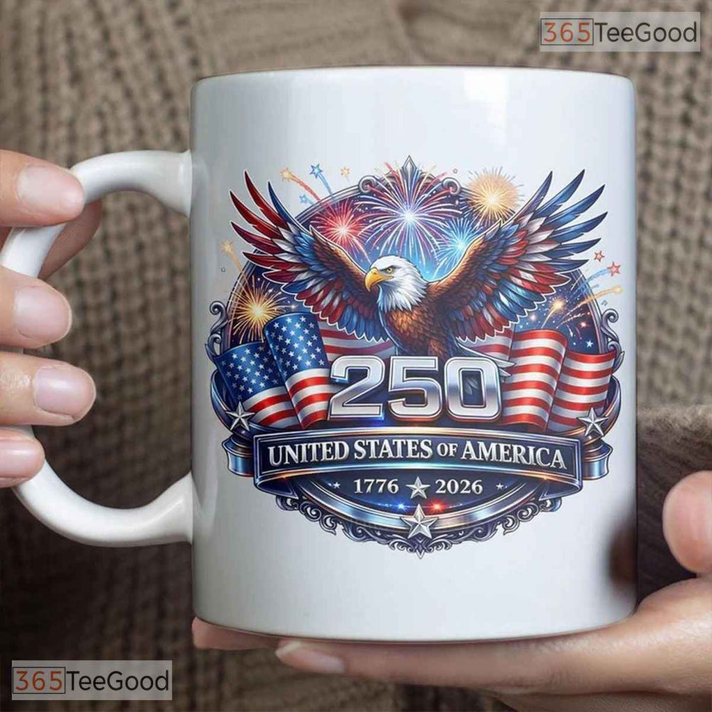 Patriotic Eagle 250th Anniversary Mug - USA Semiquincentennial Ceramic Accent Mug